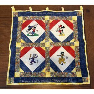 Handmade Quilted Disney Wall Hanging Mickey Minnie Goofy Pluto 21 X 21” READ